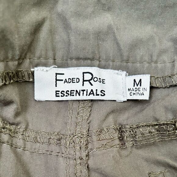 Faded Rose Essentials Multi Pocket Cargo Pants Olive Green Straight Leg Medium - Picture 6 of 6